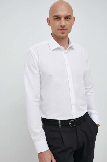 Bavlnená košeľa Seidensticker pánska, biela farba, slim, s klasickým golierom