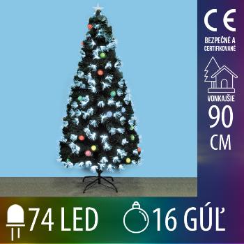 Umelý Vianočný stromček LED s optickými vláknami a EVA guľami - 74LED+16EVA gúľ - 90CM Multicolour