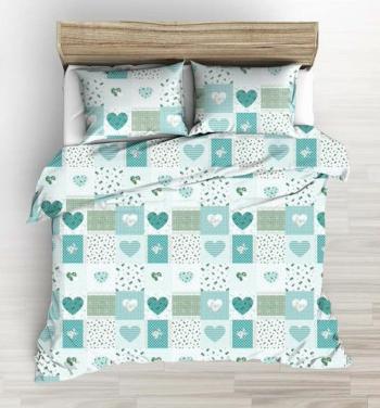 posteľná bielizeň, Krep Srdiečkový patchwork, zelený, 1+1