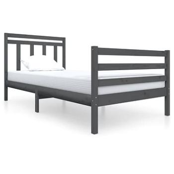 Rám postele sivý masívne drevo 100 × 200 cm, 3100646