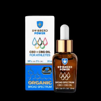 Swisscbdpower Organic Broad Spectrum 30% CBD + 5% CBG olej pre športovcov 20 ml