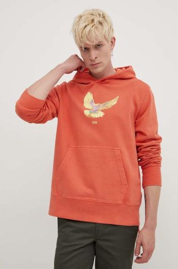 Bavlnená mikina KSUBI flight kash hoodie pánska, oranžová farba, s kapucňou, s potlačou, MPS24FL009