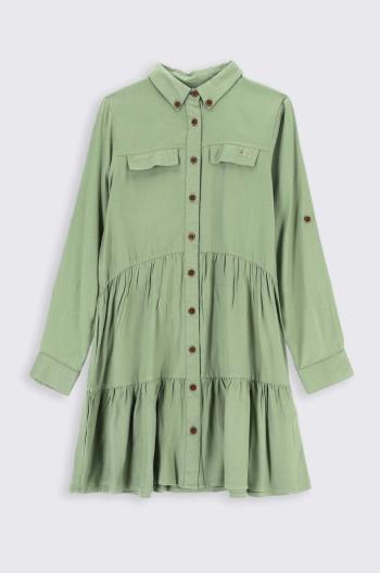 Dievčenské šaty Coccodrillo zelená farba, midi, rovný strih