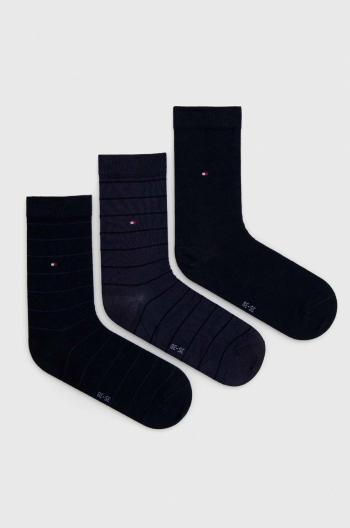 Ponožky Tommy Hilfiger 3-pak dámske, tmavomodrá farba
