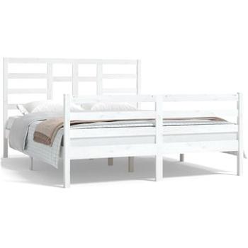 Rám postele biely masívne drevo 150 × 200 cm King Size, 3105866