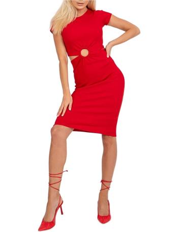 červené rebrované šaty s krátkym rukávom vel. L