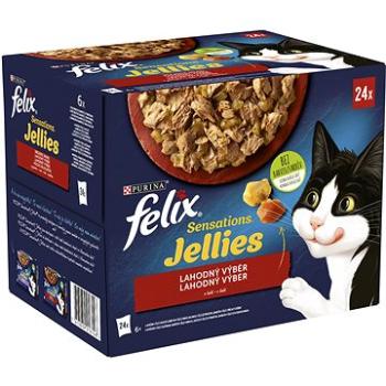 Felix Sensations Jellies hovädzie s paradajkami, kura s mrkvou, kačica, jahňacie v lahodnom želé 24× (7613039916148)