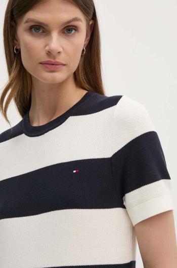 Bavlnené tričko Tommy Hilfiger dámske, tmavomodrá farba, WW0WW42369