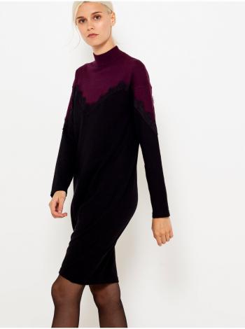 Fialovo-čierne svetrové šaty CAMAIEU