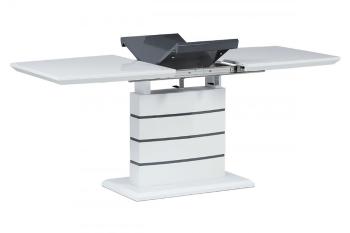 AUTRONIC HT-410 WT jedálenský stôl rozkl. 140+40x80, MDF vysoký lesk biela/sivá