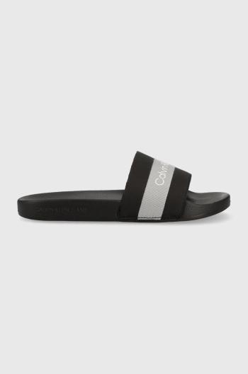 Šľapky Calvin Klein Jeans SLIDE PRINTED LOGO W dámske, čierna farba, YW0YW01244