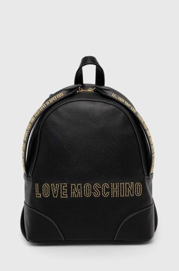 Ruksak Love Moschino dámsky, čierna farba, malý, s nášivkou