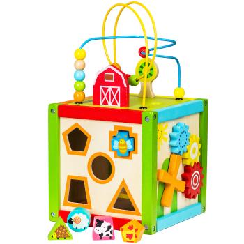 Drevená vzdelávacie hračka s labyrintom educational cube toy