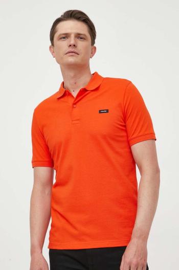 Polo tričko Calvin Klein pánske, oranžová farba, jednofarebné