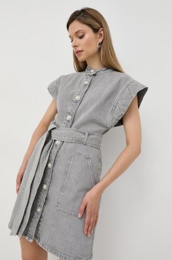 Rifľové šaty Custommade šedá farba, mini, rovný strih