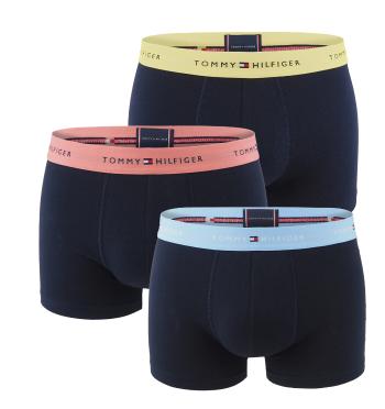 TOMMY HILFIGER - boxerky 3PACK signature cotton essentials dark color with coral clay & blue waist -L (89-100 cm)