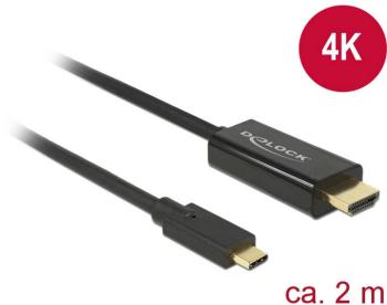 Delock USB-C™ / HDMI káblový adaptér #####USB-C™ Stecker, #####HDMI-A Stecker 2.00 m čierna 85259 pozlátené kontakty ###