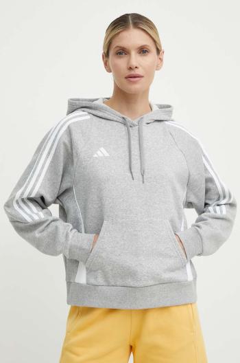 Tréningová mikina adidas Performance Tiro 24 šedá farba, s kapucňou, s nášivkou, IR7509