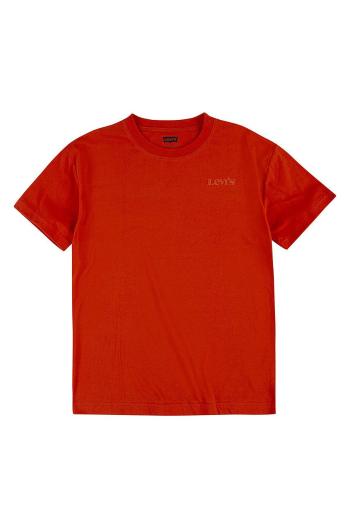 Detské bavlnené tričko Levi's červená farba, jednofarebný