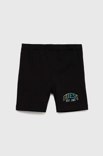 Detské krátke nohavice Guess čierna farba, jednofarebné