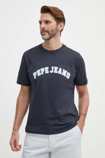 Bavlnené tričko Pepe Jeans CLEMENT pánske, tmavomodrá farba, s potlačou, PM509220