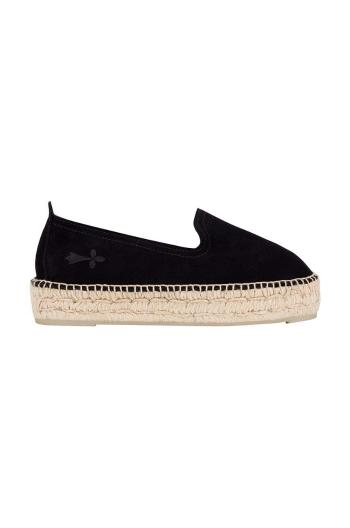 Semišové espadrilky Manebi Double Sole Espadrilles čierna farba, na platforme, K 1.0 D0