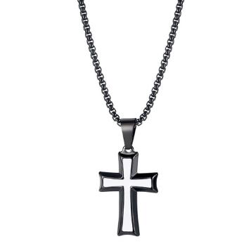 Náhrdelník Fine Cross Čierna/Biela KP22853