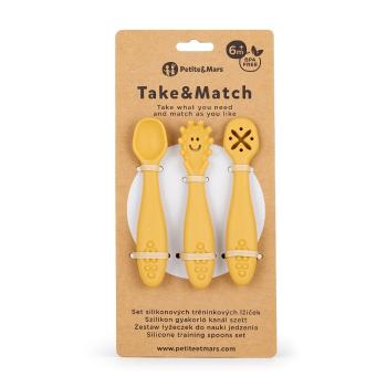 PETITE&MARS Set 3 ks silikónových tréningových lyžičiek Take&Match Intense Ochre 6m+