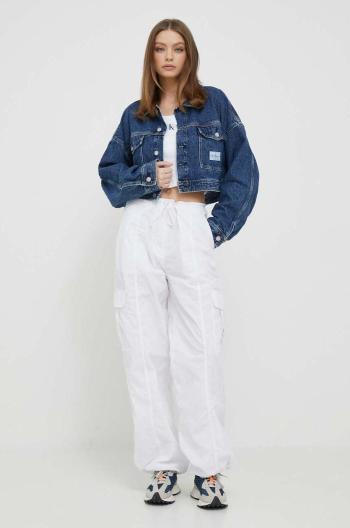 Rifľová bunda Calvin Klein Jeans dámska, prechodná, oversize