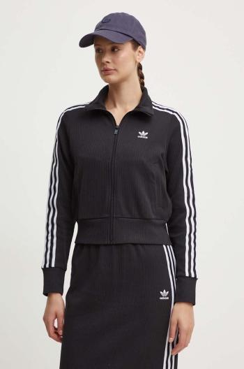 Mikina adidas Originals Knitted Track Top dámska, čierna farba, vzorovaná, IY7278