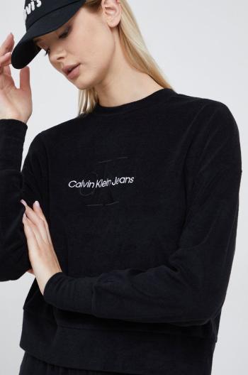 Mikina Calvin Klein Jeans dámska, čierna farba, s nášivkou