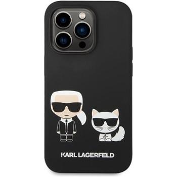 Karl Lagerfeld and Choupette Liquid Silicone Zadný Kryt pre iPhone 14 Pro Black (KLHCP14LSSKCK)