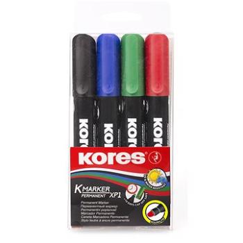 KORES K-MARKER permanentný silný – sada 4 farieb (20943)