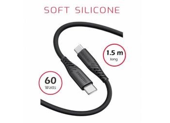 SWISSTEN DÁTOVÝ KÁBEL SOFT SILICONE USB-C / USB-C 1,5 M 60W ČIERNY