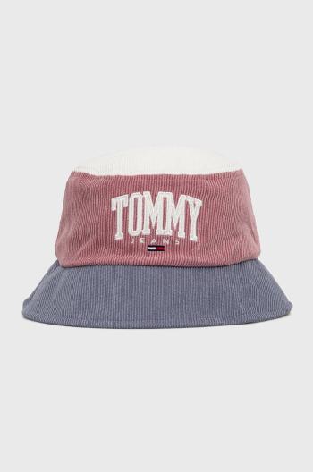 Štruksový klobúk Tommy Jeans ružová farba