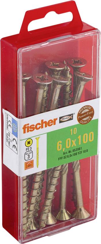 Fischer  653981 skrutka so zápustnou hlavou 6 mm 100 mm krížová dražka Pozidriv     glavanizované zinkom 10 ks