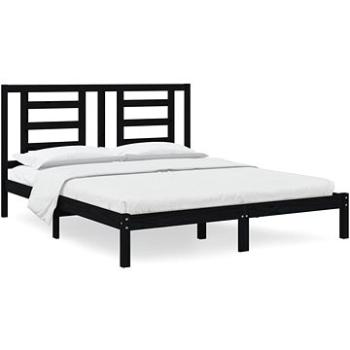 Rám postele čierny masívna borovica 160 × 200 cm, 3104362