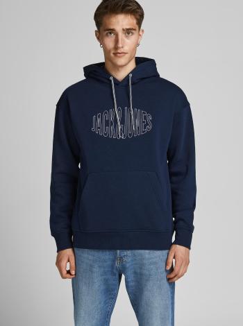 Tmavomodrá mikina s kapucou Jack & Jones World Sweat