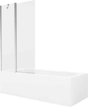 MEXEN/S - Vega obdĺžniková vaňa 180 x 80 cm s panelom + vaňová zástena 100 cm, transparent, chróm 550118080X9410110100