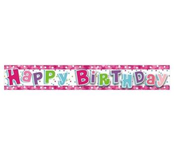 Happy Birtday Banner Girlanda 180 cm ružová - GoDan