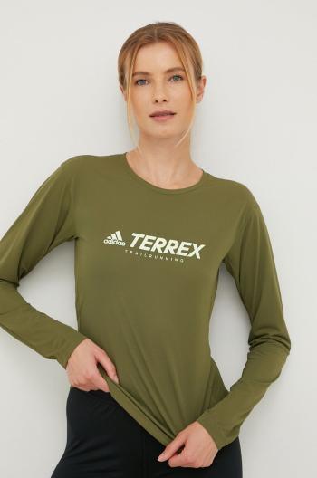 Športové tričko s dlhým rukávom adidas TERREX Trail zelená farba,