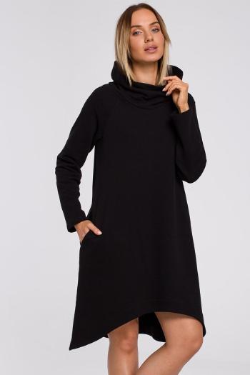 Čierne asymetrické šaty M551