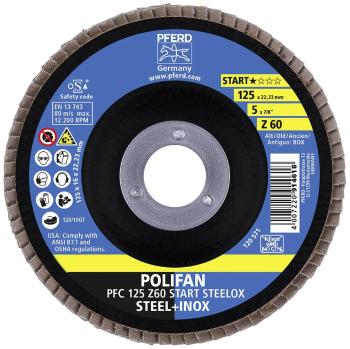 PFERD 69300935 POLIFAN zúbkovaná poistná podložka PFC 125 x 22,23 mm kužeľová Z60 BOX STEELOX oceľ / nerezová oceľ Priem