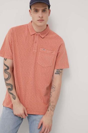 Bavlnené polo tričko Wrangler oranžová farba, jednofarebné