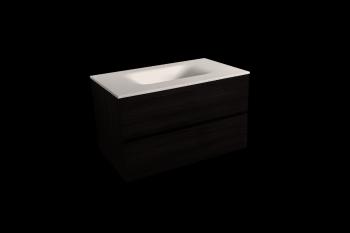 Kúpeľňová skrinka s umývadlom bílá mat Naturel Verona 66x51,2x52,5 cm tmavé drevo VERONA66BMTD