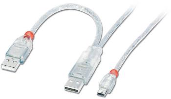 LINDY #####USB-Kabel USB 2.0 #####USB-A Stecker, #####USB-Mini-B Stecker 1.00 m priehľadná