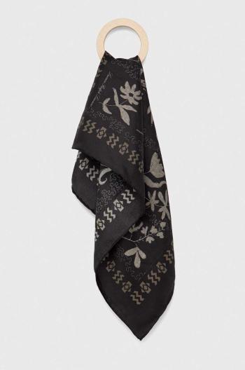 Hodvábna šatka Lauren Ralph Lauren čierna farba, vzorovaná