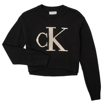 Calvin Klein Jeans  Mikiny MONOGRAM SWEATER  Čierna