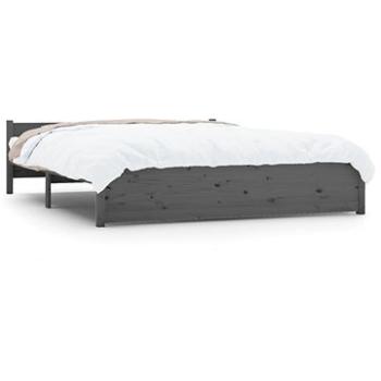 Rám postele sivý masívne drevo 140 × 190 cm, 815026