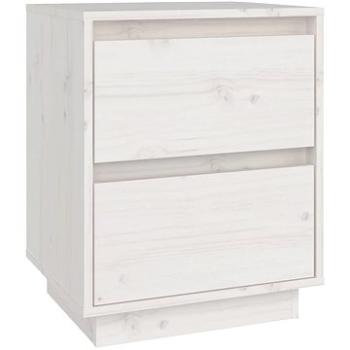 SHUMEE Nočný stolík biely 40 × 35 × 50 cm masívne borovicové drevo, 813317